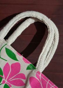Bright Flower Design Jute Tote Bag