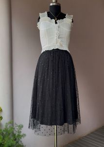 Black polka dot tulle skirt