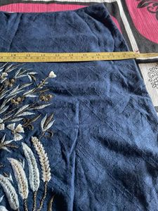 Embroidered Navy Blue Skirt
