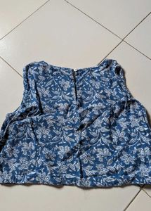 Blue Floral Sleeveless Top