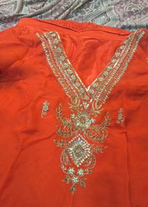 Elegant Orange Kurta Set with Dupatta😍