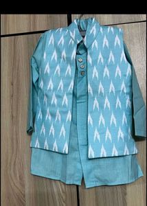Stylish Blue Ethnic Kurta Set with Nehru Jacket