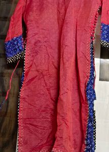 mirror work Red &amp; Blue Kurta Set