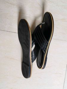 Woods Women Black Leather Flat Slip On