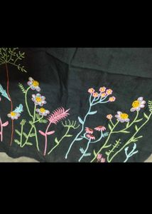 Black Embroidered Sleeveless Top and Pants Set