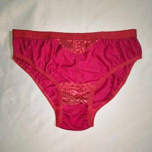 Comfortable Burgundy Briefs with Lace Detail