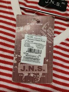 Red &amp; White Striped V-Neck Top