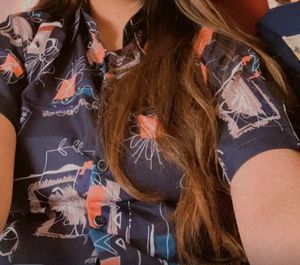 Unique Abstract Print Button-Up Shirt