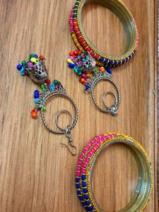 🪔 Jhumka Earrings &amp; Bangle Set💗