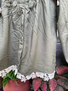 Off Shoulder Olive Green Top With bottom Lace