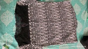 Black &amp; White Printed Top with Lace