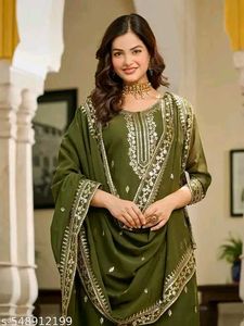 Orange Embroidered Kurta Set with dupatta