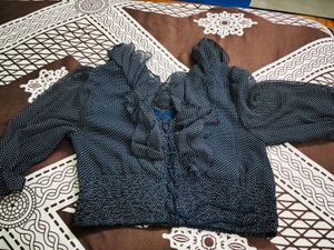 Stylish Blue Polka Dot Blouse