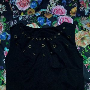 Black Floral Skirt With Complimentary Top 🎉