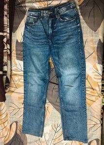 H&amp;M High Waist Slim Straight Blue Jeans