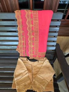 rose golden colour saree