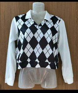 Argyle Print Crop Top