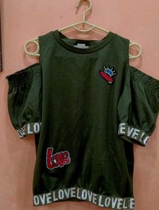 Olive Green Cold Shoulder Top