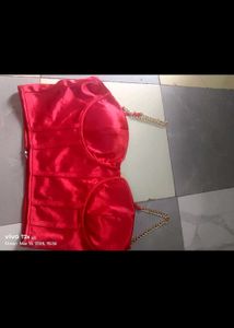 Red Satin Corset Top