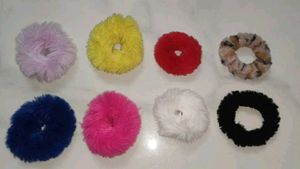 Fuzzy Scrunchie Hair Ties (Set of 8)