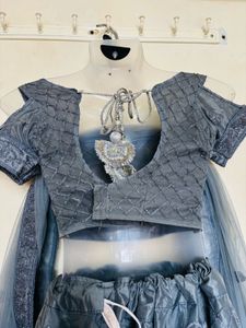 Grey Embroidered Lehenga Choli