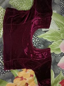 Dark Rose Colour Velvet Blouse