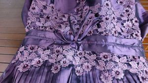 Beautiful Plum Purple Satin Dress with Floral Lace