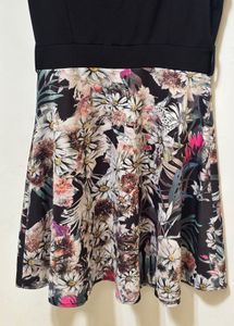 Black Floral Print Fit &amp; Flare Dress
