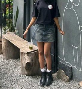 Gray Denim Mini Skirt