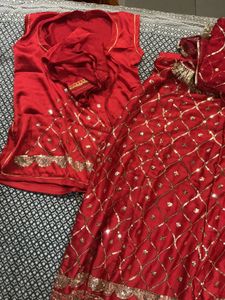 Stunning Red Sequined rajptui poshak