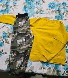 Kids Yellow Sweatshirt &amp; Camo Pants Set