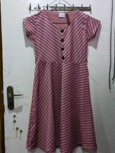 Striped Pink Casual Dress