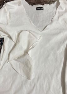 Women’s Solid White Flared Sleeve Top | Stylish Ro