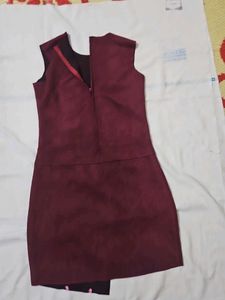 Stylish Burgundy Suede Dress