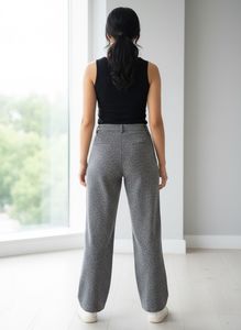 Greyish black white dots High waist Trousers Pant
