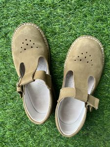 Imported Olive Green T-Strap Shoes From Paris