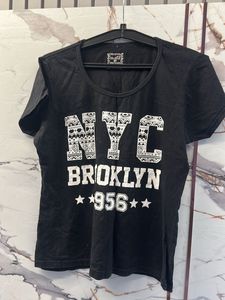 Black Casual T-shirt, Bust- 34