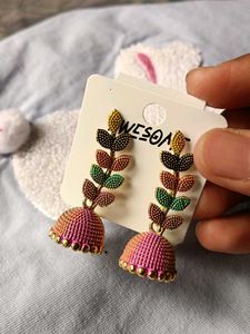 Designer Jhumka Earrings with Leaf Design