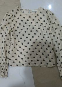 Polka Dot Puff Sleeve Blouse