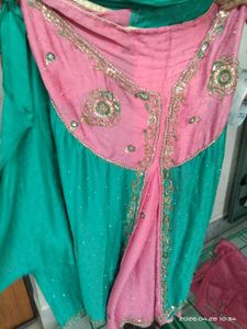 Beautiful Teal and Pink Embroidered Saree