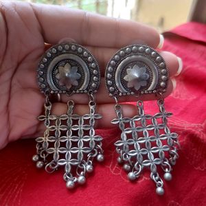 Silver Garba Earrings