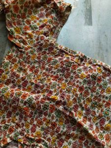 Floral Print Smocked Top