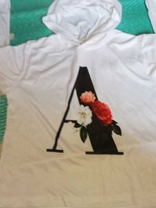 White Hooded Top with Floral 'A'