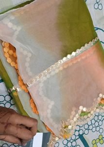 Tricolor Cutwork Organza Dupatta