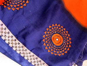 Orange and Blue Ombre Saree