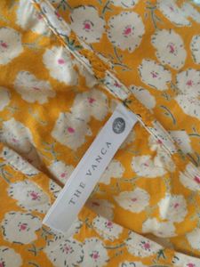 Gold With White Floral Printed Tops (Women's)