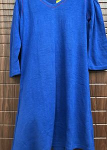 Royal Blue Cold Shoulder Kurta wool