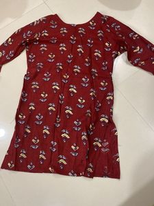 Maroon Printed Kurta