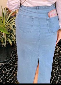 Light Wash Denim Maxi Skirt