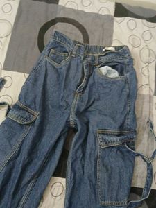 Blue Denim Cargo Pants